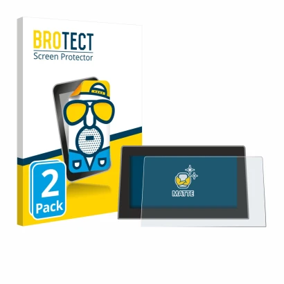 Front side of a product packaging with the brand logo BROTECT. Next to it is the device Jeep Compass BJ 2021-2024 (Uconnect 10