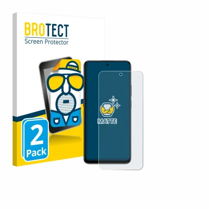 Front side of a product packaging with the brand logo BROTECT. Next to it is the device Honor 400 Smart 4G shown with the corr