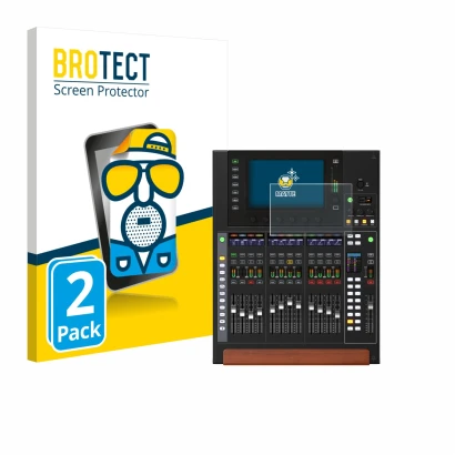 Front side of a product packaging with the brand logo BROTECT. Next to it is the device Behringer Wing Compact shown with the
