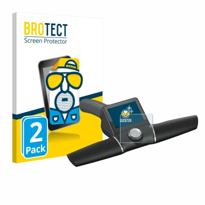 Front side of a product packaging with the brand logo BROTECT. Next to it is the device Motocaddy M7 GPS Remote shown with the