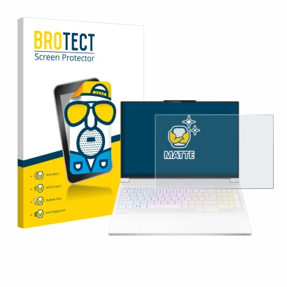 Front side of a product packaging with the brand logo BROTECT. Next to it is the device Lenovo Legion 7i Gen 10 16" shown with