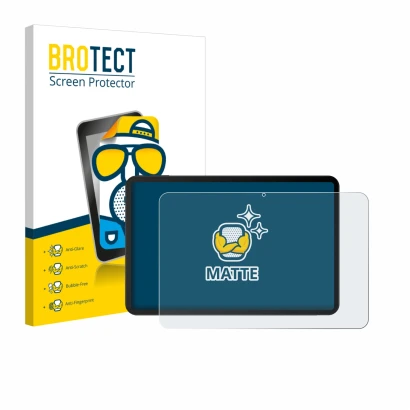 Front side of a product packaging with the brand logo BROTECT. Next to it is the device Doogee Tab G6 Max shown with the corre