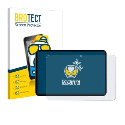 Front side of a product packaging with the brand logo BROTECT. Next to it is the device Tabwee T60 PRO 13.4" shown with the co