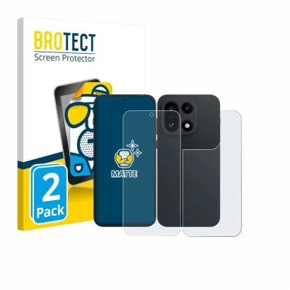 Front side of a product packaging with the brand logo BROTECT. Next to it is the device OnePlus 15 (Front+Back) shown with the