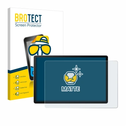 Front side of a product packaging with the brand logo BROTECT. Next to it is the device Wacom MovinkPad Pro 14 shown with the