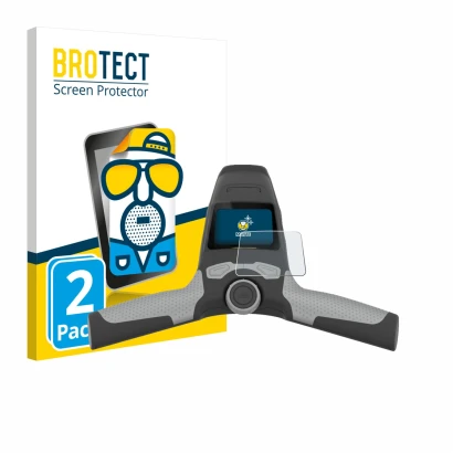 Front side of a product packaging with the brand logo BROTECT. Next to it is the device PowaKaddy FW5s shown with the correspo