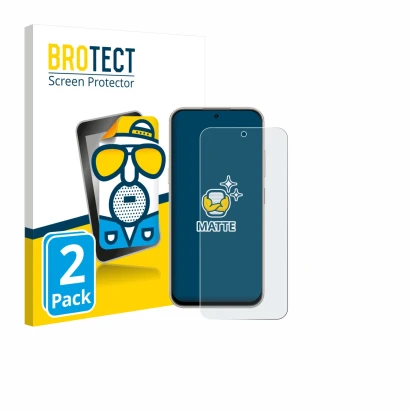 Front side of a product packaging with the brand logo BROTECT. Next to it is the device Nubia V80 Pro shown with the correspon