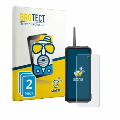 Front side of a product packaging with the brand logo BROTECT. Next to it is the device Hotwav Hyper 8 Ultra shown with the co