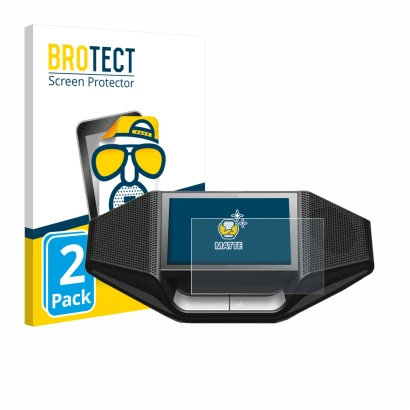 Front side of a product packaging with the brand logo BROTECT. Next to it is the device Bosch Wireless discussion DCNM-WDE sho