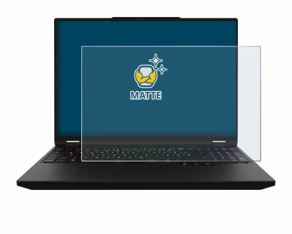 Image of the device XMG Apex 16 Max with a wide variety of screen protectors.