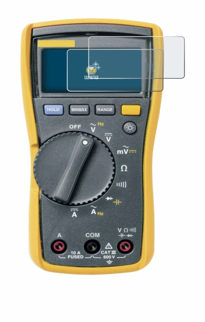 Image of the device Fluke 115 with a wide variety of screen protectors.