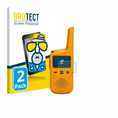 Front side of a product packaging with the brand logo BROTECT. Next to it is the device Motorola Talkabout T72 shown with the 