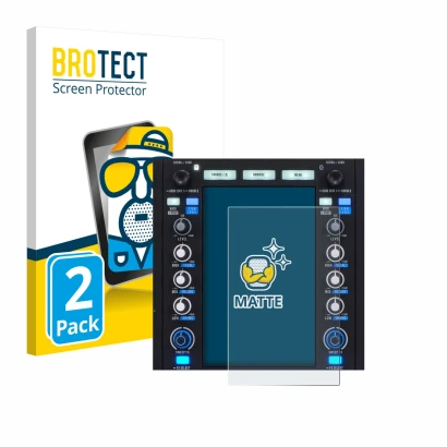 Front side of a product packaging with the brand logo BROTECT. Next to it is the device Rane System One shown with the corresp