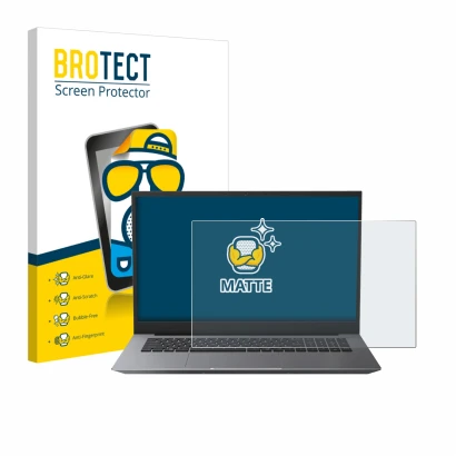 Front side of a product packaging with the brand logo BROTECT. Next to it is the device Blackview Acebook 10 18.5" shown with 
