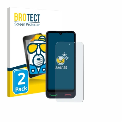 Front side of a product packaging with the brand logo BROTECT. Next to it is the device SPC Zeus 2 Pro shown with the correspo