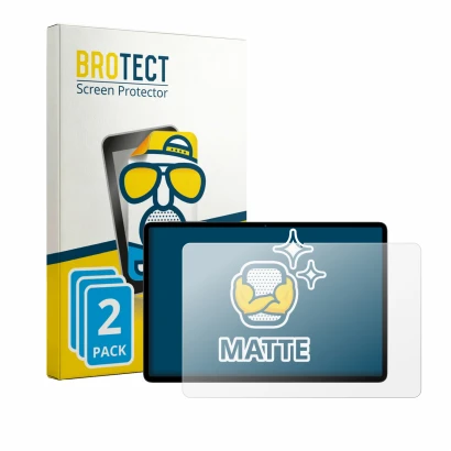 Front side of a product packaging with the brand logo BROTECT. Next to it is the device Teclast P50T shown with the correspond