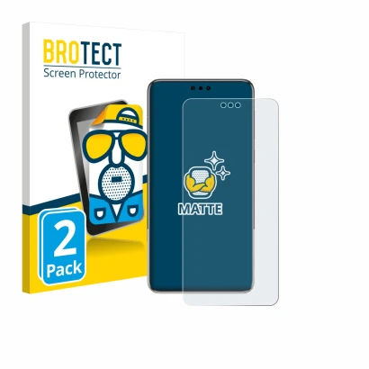 Front side of a product packaging with the brand logo BROTECT. Next to it is the device Huawei Mate 60 Pro Plus shown with the