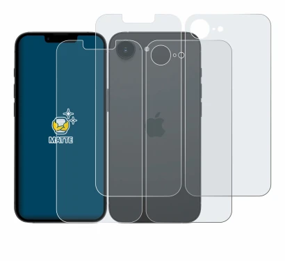 Image of the device Apple iPhone 17e (Front+Back) with a wide variety of screen protectors.