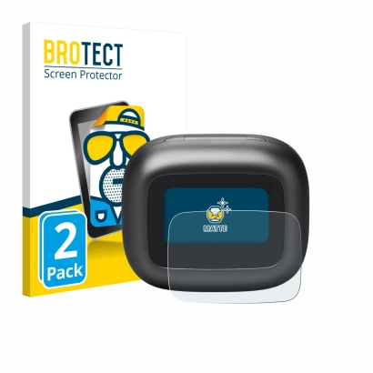 Front side of a product packaging with the brand logo BROTECT. Next to it is the device JBL Live Beam 3 shown with the corresp