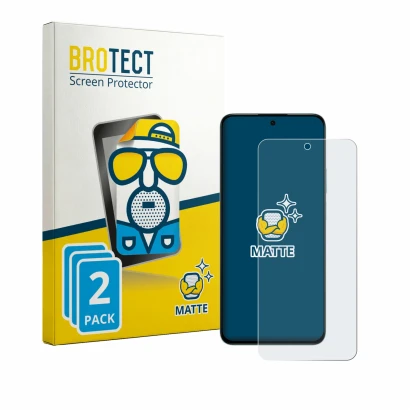 Front side of a product packaging with the brand logo BROTECT. Next to it is the device Honor Play 80 Pro shown with the corre