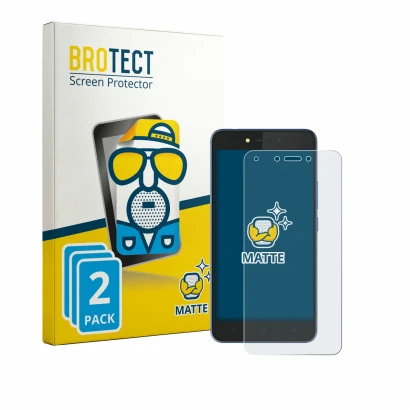 Front side of a product packaging with the brand logo BROTECT. Next to it is the device Tecno Pouvoir 1 shown with the corresp