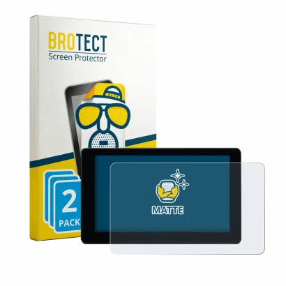 Front side of a product packaging with the brand logo BROTECT. Next to it is the device Zontes 368G 2025 shown with the corres