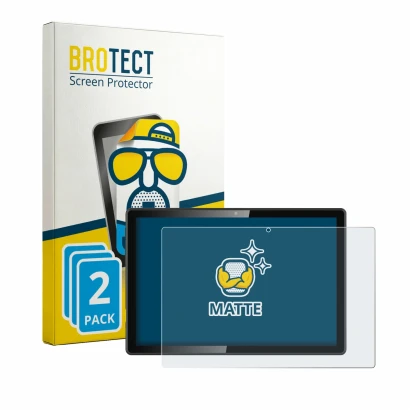 Front side of a product packaging with the brand logo BROTECT. Next to it is the device Denver TIO-10525 shown with the corres