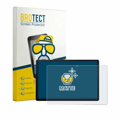 Front side of a product packaging with the brand logo BROTECT. Next to it is the device Acer Iconia X14 shown with the corresp