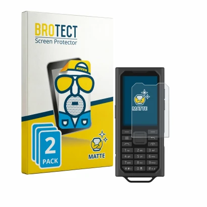 Front side of a product packaging with the brand logo BROTECT. Next to it is the device HMD Terra M shown with the correspondi