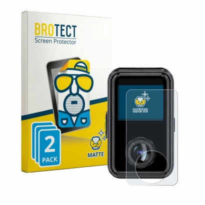 Front side of a product packaging with the brand logo BROTECT. Next to it is the device Vantrue E360 Ace shown with the corres
