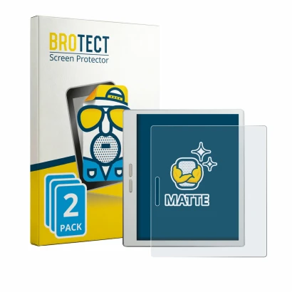 Front side of a product packaging with the brand logo BROTECT. Next to it is the device Bigme B7 Pro shown with the correspond