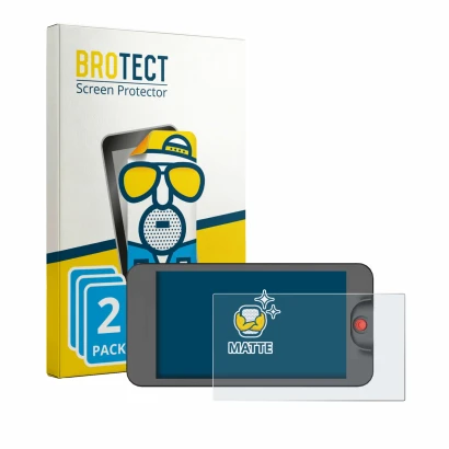 Front side of a product packaging with the brand logo BROTECT. Next to it is the device Osee T5 Plus shown with the correspond