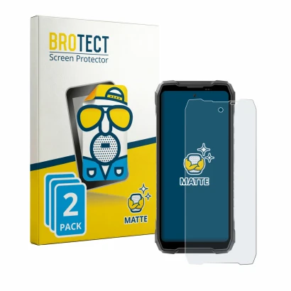 Front side of a product packaging with the brand logo BROTECT. Next to it is the device Blackview Rock 5 shown with the corres