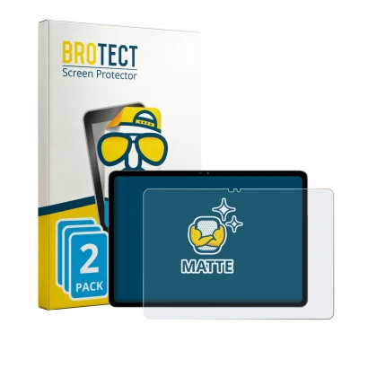 Front side of a product packaging with the brand logo BROTECT. Next to it is the device Blackview MEGA 5 shown with the corres