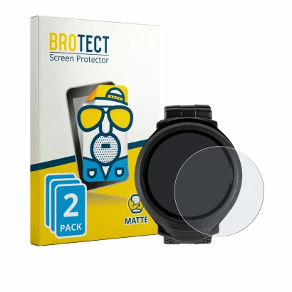 Front side of a product packaging with the brand logo BROTECT. Next to it is the device Mares Puck Lite shown with the corresp