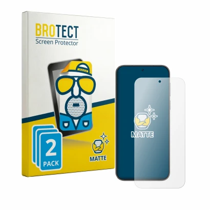 Front side of a product packaging with the brand logo BROTECT. Next to it is the device Huawei Pura 90s Pro shown with the cor