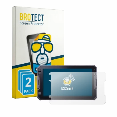 Front side of a product packaging with the brand logo BROTECT. Next to it is the device DMD NOR7E 7" shown with the correspond