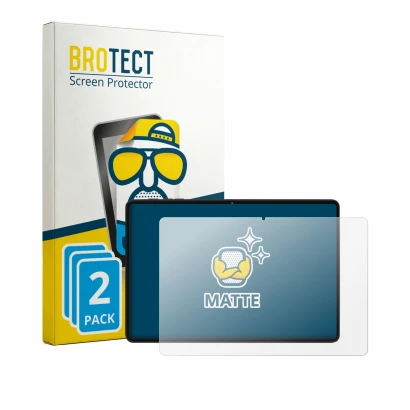 Front side of a product packaging with the brand logo BROTECT. Next to it is the device UJJ U3 10.1" shown with the correspond