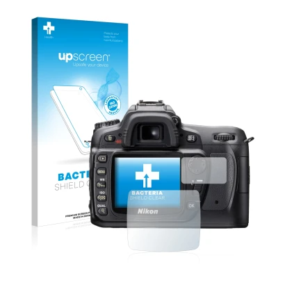 Front side of a product packaging with the brand logo upscreen. Next to it is the device Nikon D80 shown with the correspondin