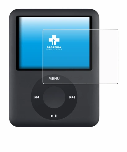 Image of the device Apple iPod nano (3th Gen.) with a wide variety of screen protectors.