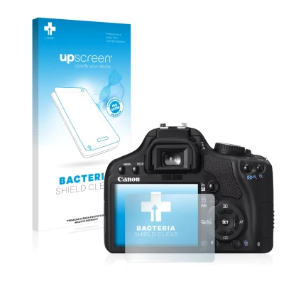 Front side of a product packaging with the brand logo upscreen. Next to it is the device Canon EOS 450D shown with the corresp