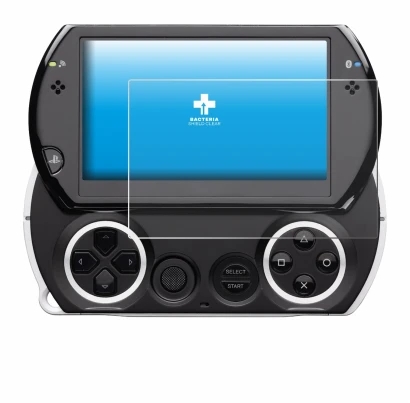 Image of the device Sony PSP Go with a wide variety of screen protectors.