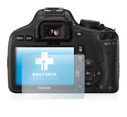 Image of the device Canon EOS 550D with a wide variety of screen protectors.