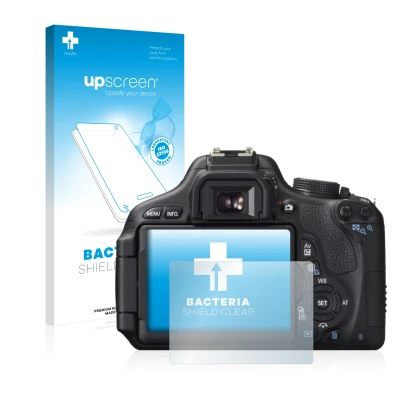 Front side of a product packaging with the brand logo upscreen. Next to it is the device Canon EOS 600D shown with the corresp