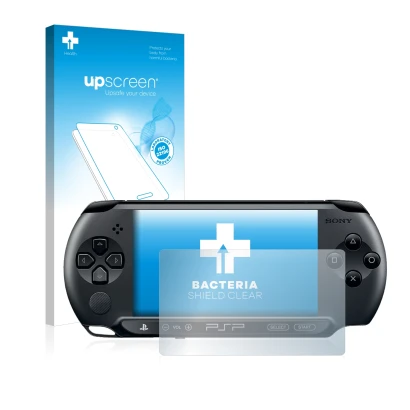 Front side of a product packaging with the brand logo upscreen. Next to it is the device Sony PSP 1004 shown with the correspo