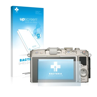 Front side of a product packaging with the brand logo upscreen. Next to it is the device Olympus PEN E-PL6 shown with the corr