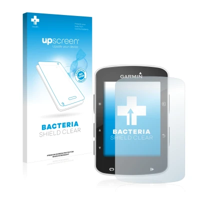 Front side of a product packaging with the brand logo upscreen. Next to it is the device Garmin Edge 520 shown with the corres