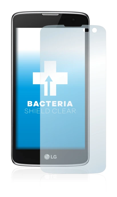 Image of the device LG K7 (camera right only) with a wide variety of screen protectors.