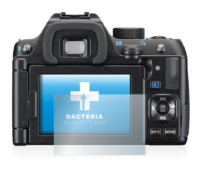 Image of the device Pentax K-70 with a wide variety of screen protectors.