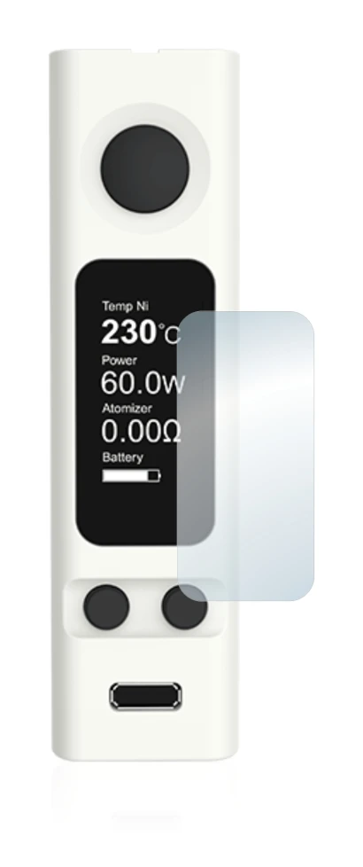 Image of the device Joyetech eVic VTwo Mini with a wide variety of screen protectors.
